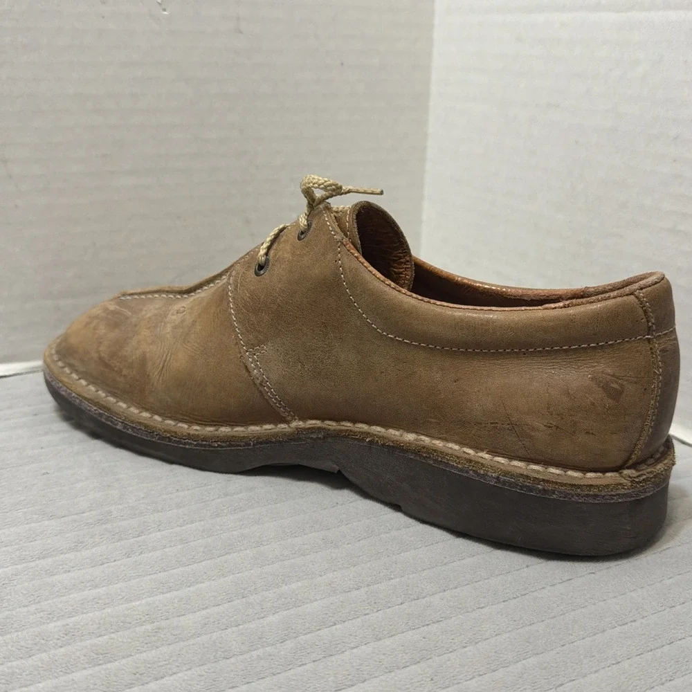 ROADHOGS Men's Leather Lace-Up Slip Ons in Beige  EU43/UK9/US10